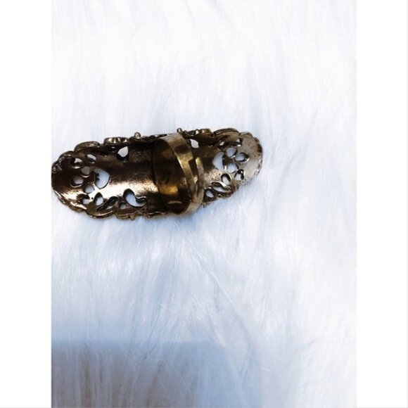 Stainless steel boho orange stone cuff ring - Picture 4 of 4